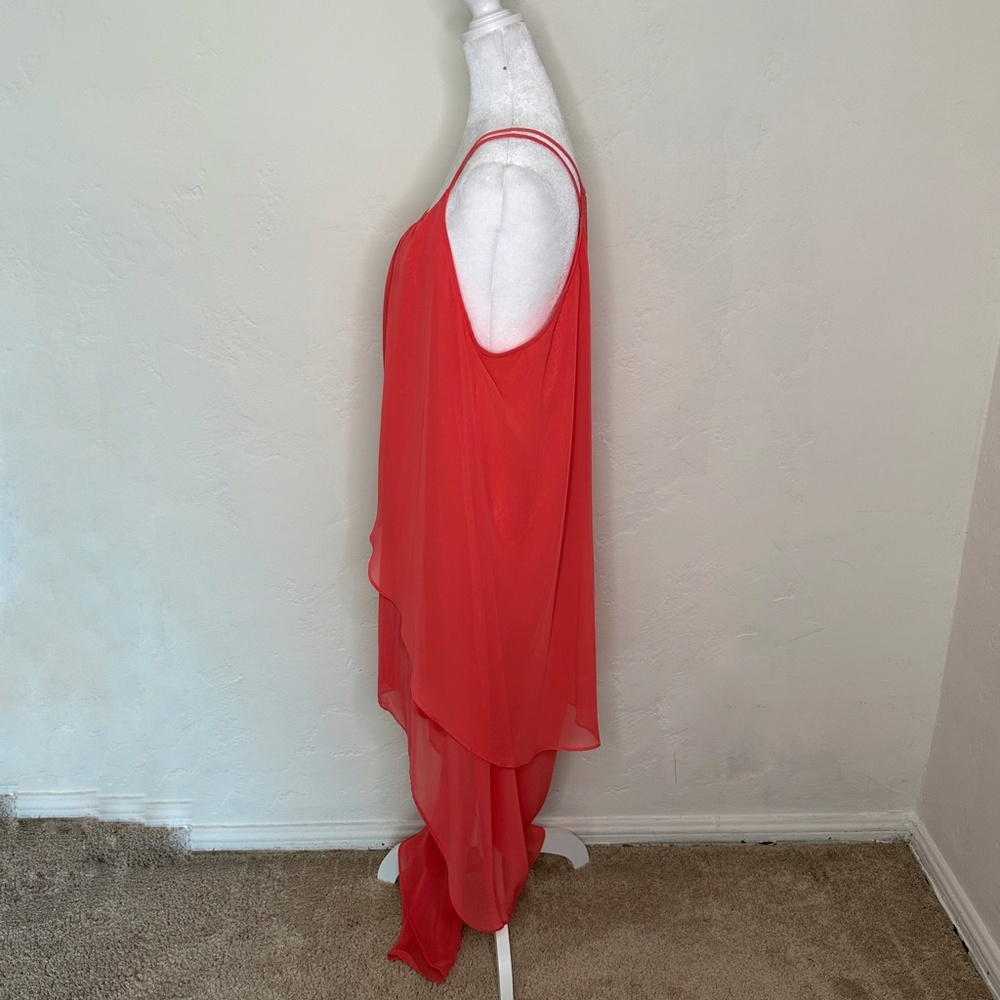 B. Smart Hi/Lo Chiffon Salmon-Colored Dress- Size 14 - Picture 6 of 15